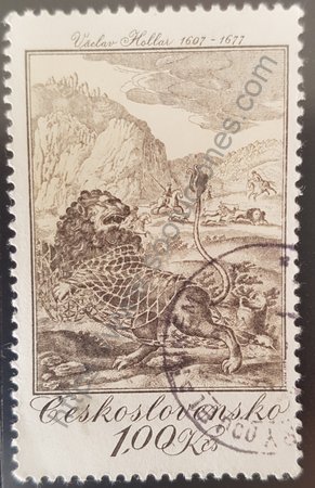 Estampilla fábula el león y el ratón Checoslovaquia 1975