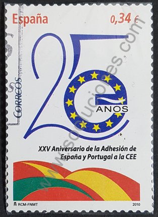 Sello España 2010 25 aniversario del Acta de adhesión de España a la CEE