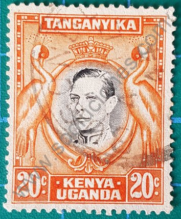 Rey Jorge VI y grulla Balearica Kenia-Uganda-Tanganica 1942