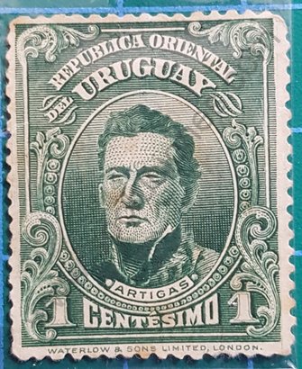 Sello Uruguay 1910 Artigas valor 1 Centésimo