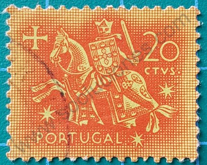 Sello 1953 Portugal Rey Dionisio I 20ctvs