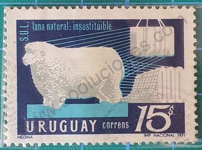 Sello Industria de la lana - Uruguay 1971 15$