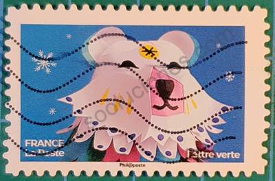 Cabeza de oso polar - Sello Francia 2019 Lettre verte