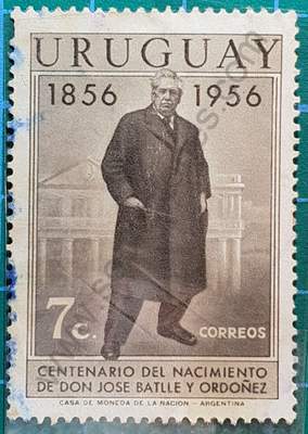 José Batlle y Ordoñez 7c - Sello Uruguay 1956