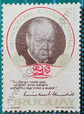 Winston Churchill 2$ - Sello Uruguay 1966