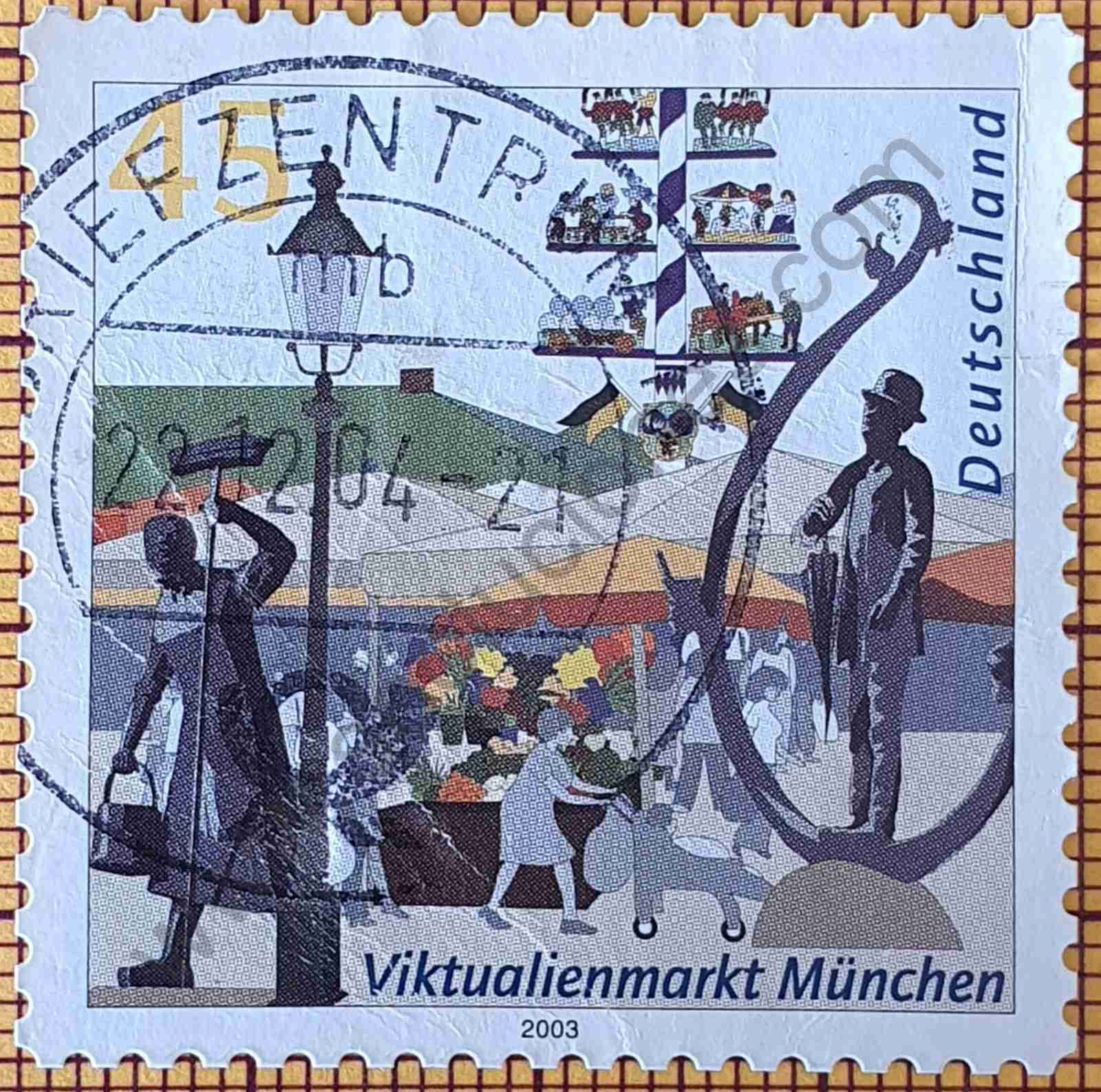 Mercado de Múnich (Viktualienmarkt) - Sello Alemania 2004