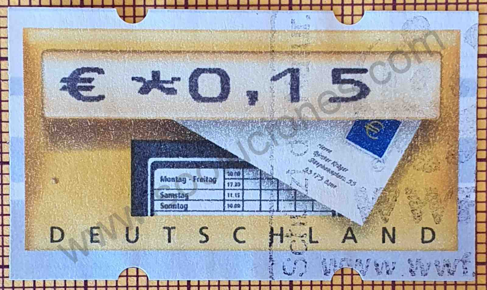 Etiqueta ATM Alemania 2002 - Buzón y carta