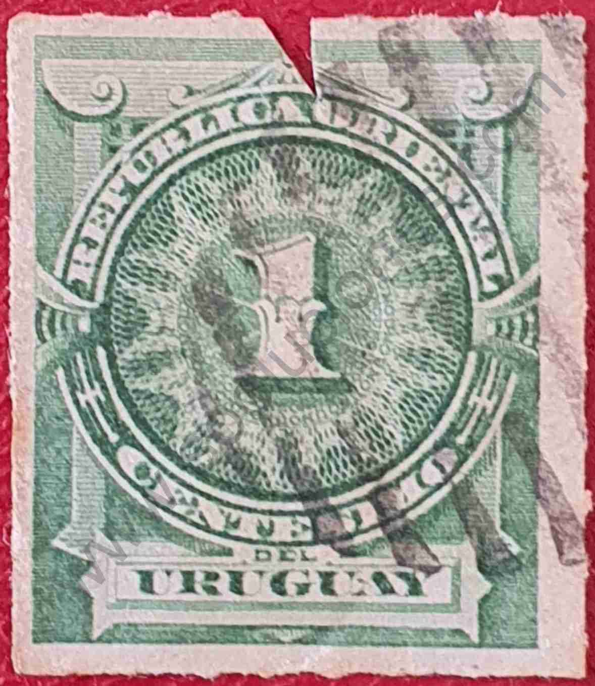 Número Uno - Sello de Uruguay año 1884