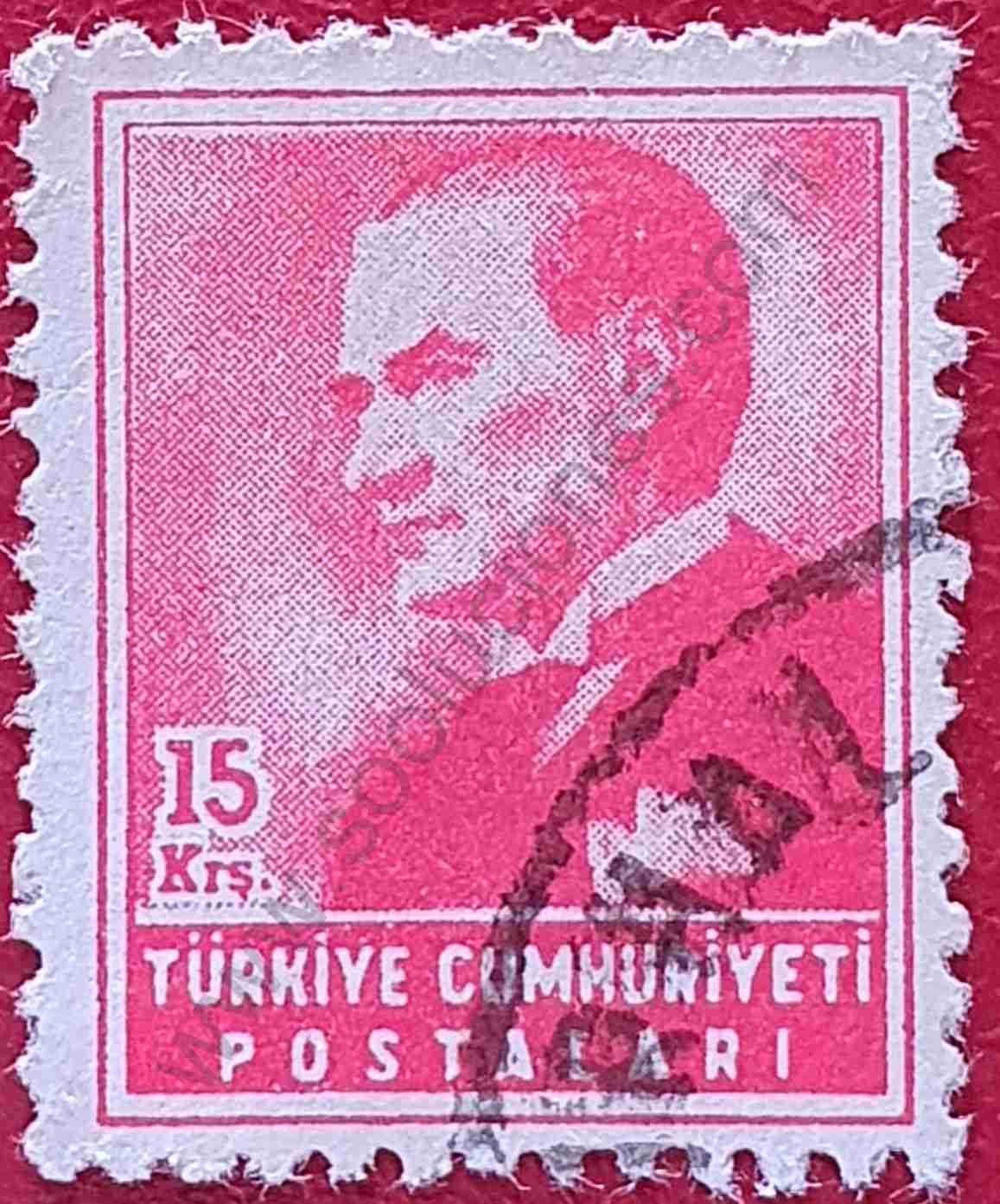 Sello Turquía 1955 - Atatürk 15 Krs