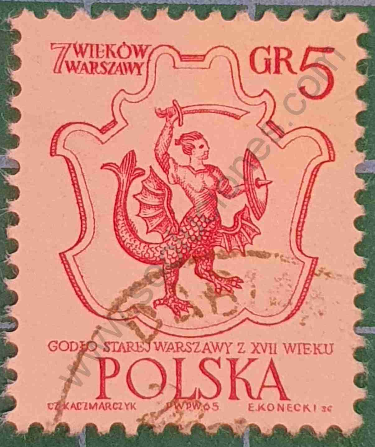 Escudo Varsovia - Sello Polonia 1965