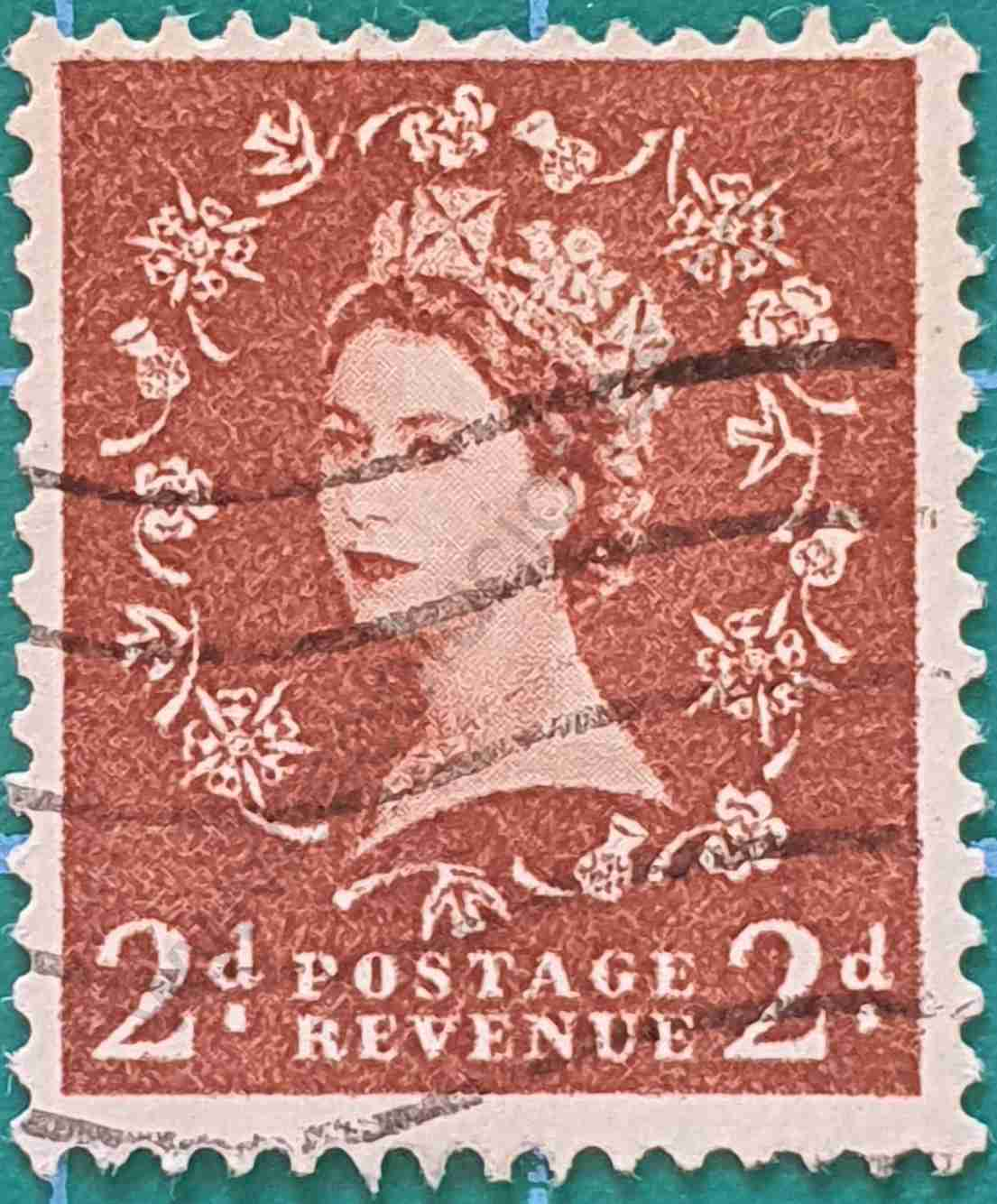 Sello 2d Reino Unido 1955 - Isabel II