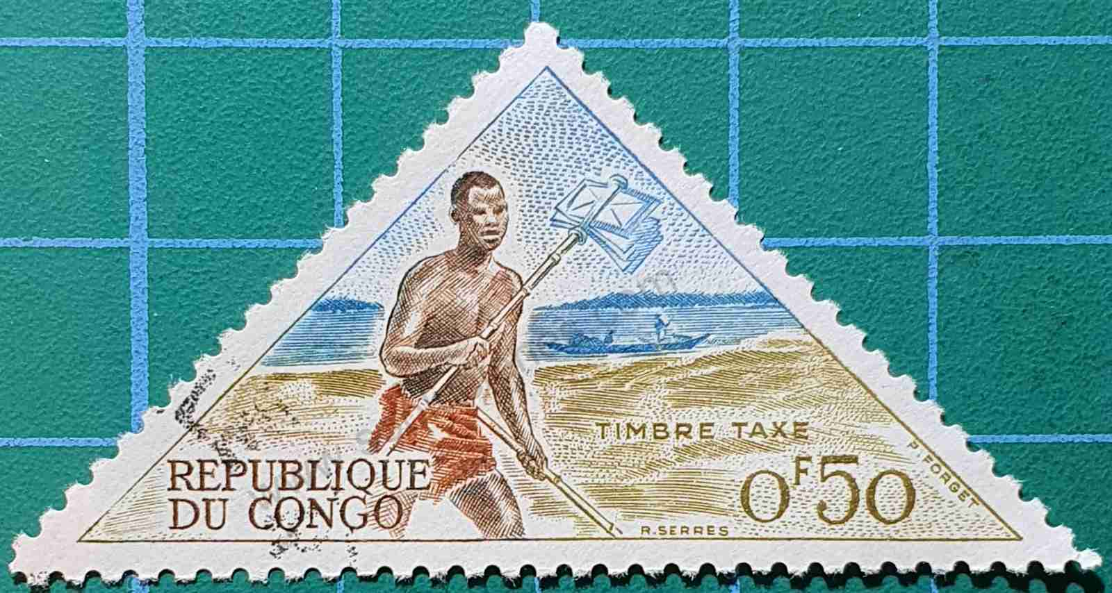 Cartero a pie - sello República del Congo 1961