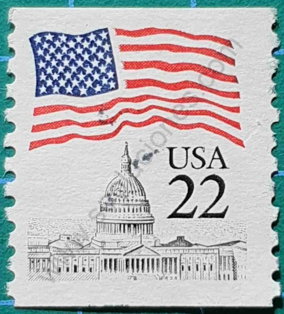Bandera y Capitolio - sello Estados Unidos 1985