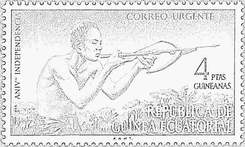 Arquero con ballesta 4PTAS - Guinea Ecuatorial 1971